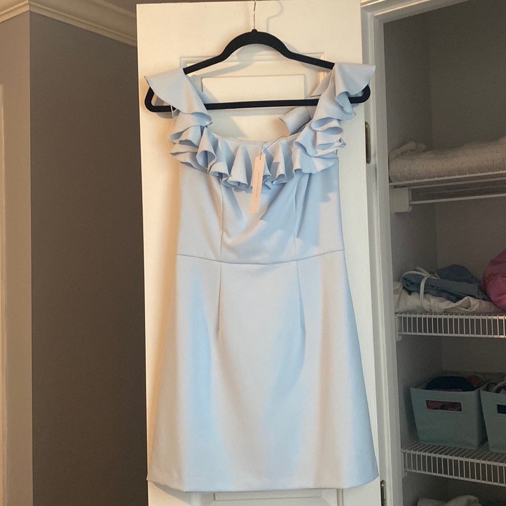 French Connection Whisper Light Off the Shoulder Ruffle Dress